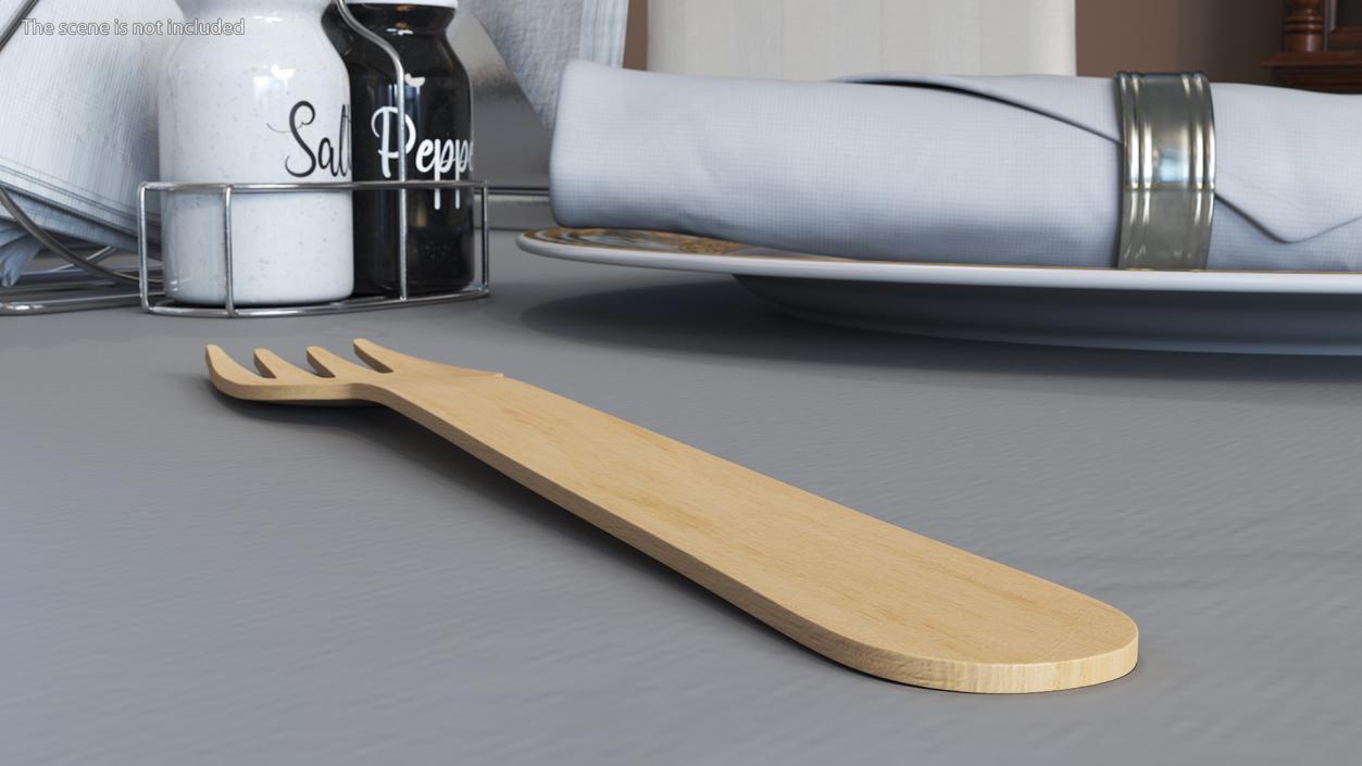 Disposable Wooden Fork 3D