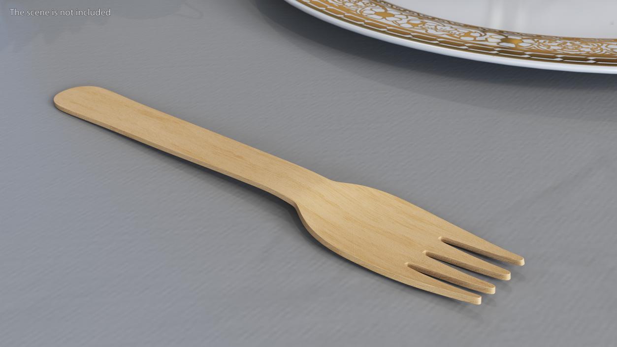 Disposable Wooden Fork 3D