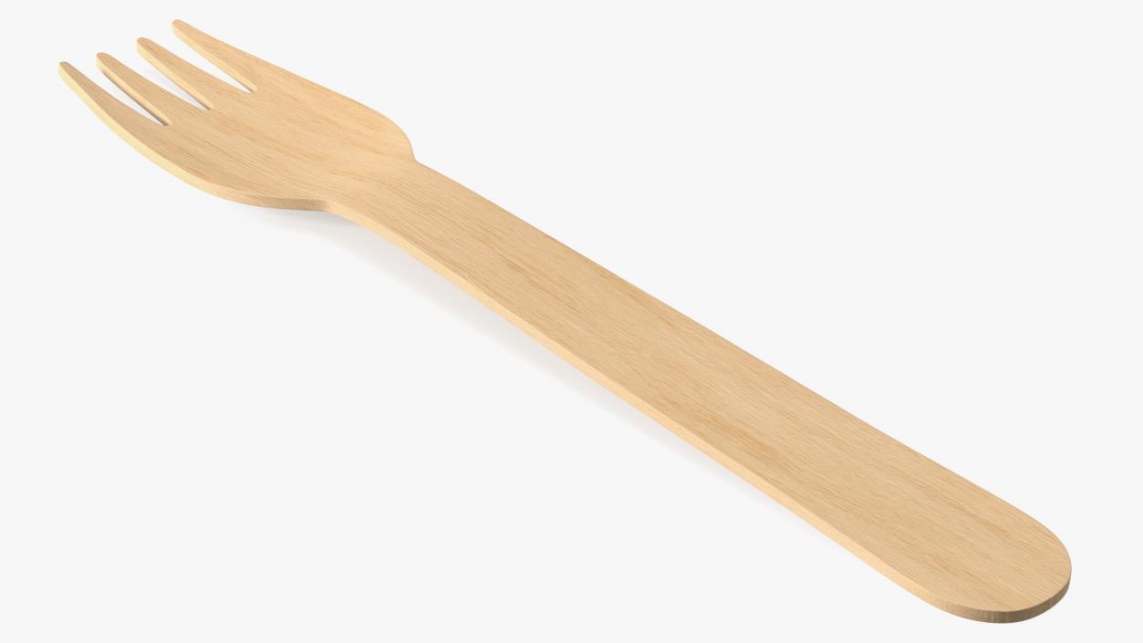 Disposable Wooden Fork 3D