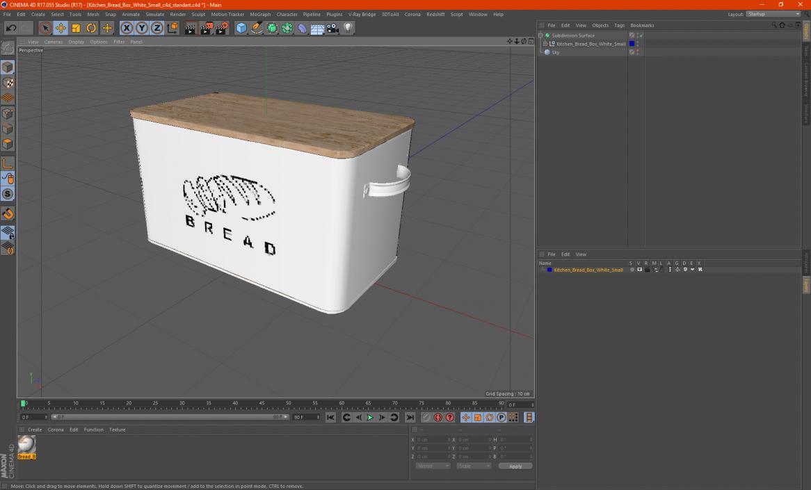 Kitchen Bread Box White Small 3D model