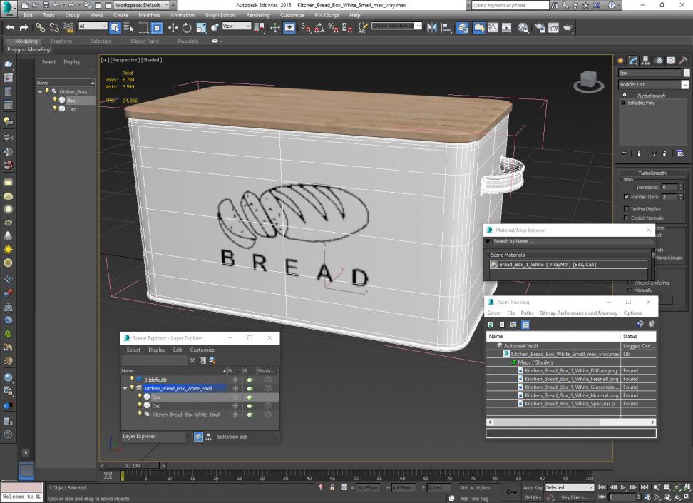 Kitchen Bread Box White Small 3D model