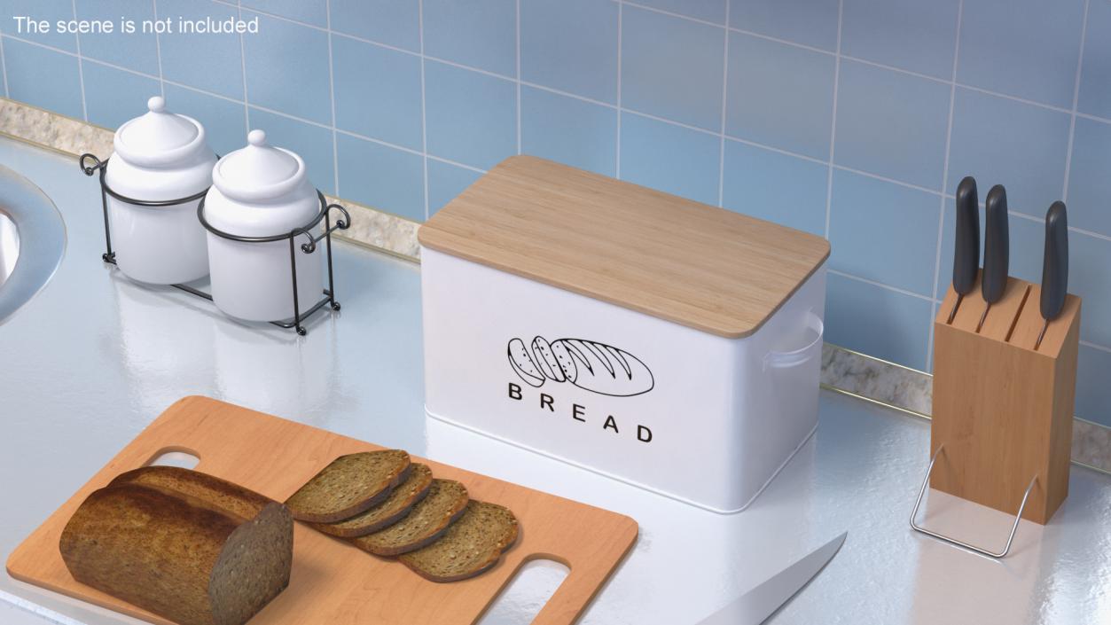 Kitchen Bread Box White Small 3D model