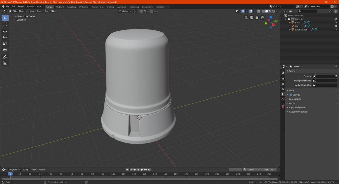 3D Flashing Rotating Beacon Red model