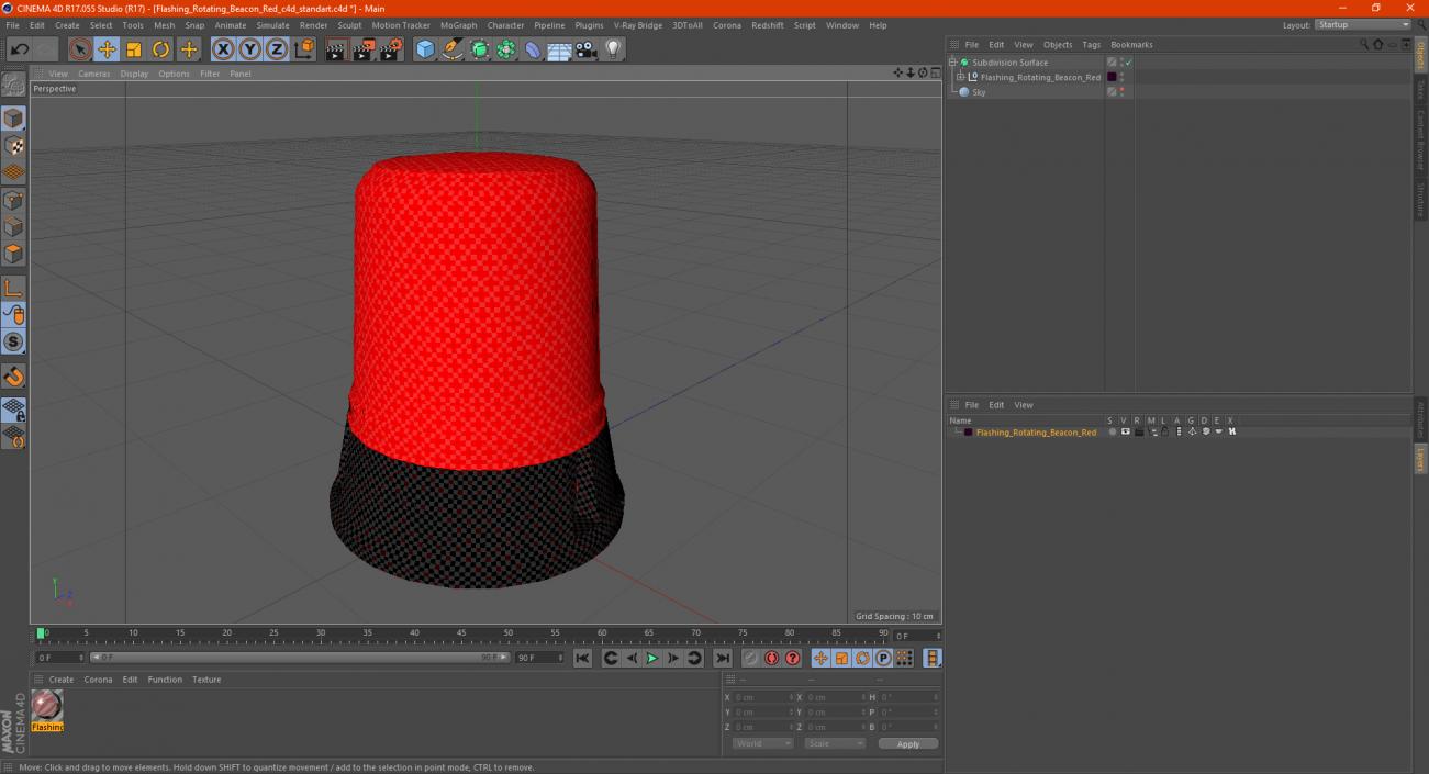 3D Flashing Rotating Beacon Red model