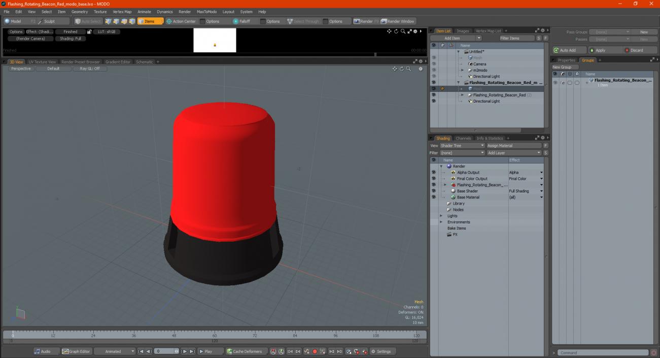 3D Flashing Rotating Beacon Red model