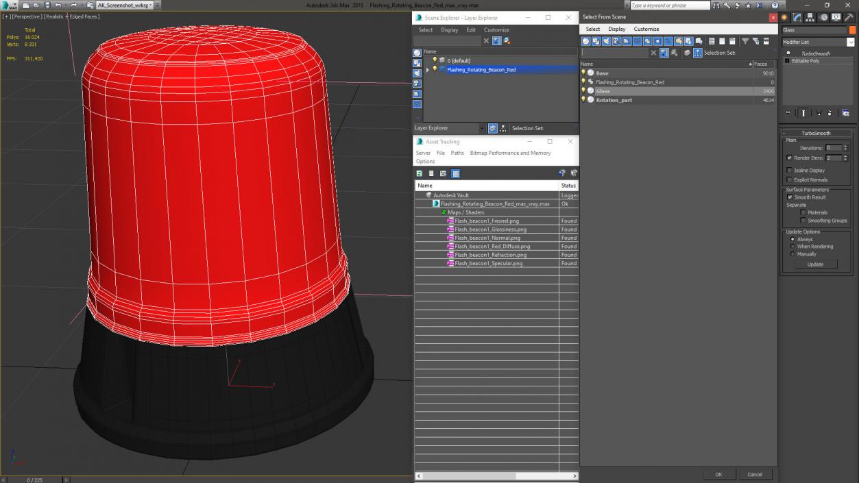 3D Flashing Rotating Beacon Red model