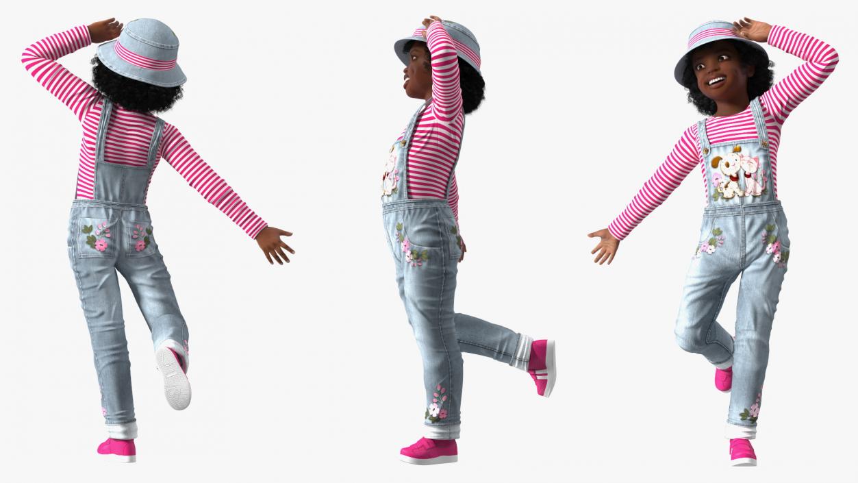 3D model Cheerful Black Girl Child Street Clothes