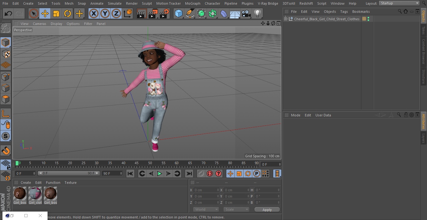 3D model Cheerful Black Girl Child Street Clothes