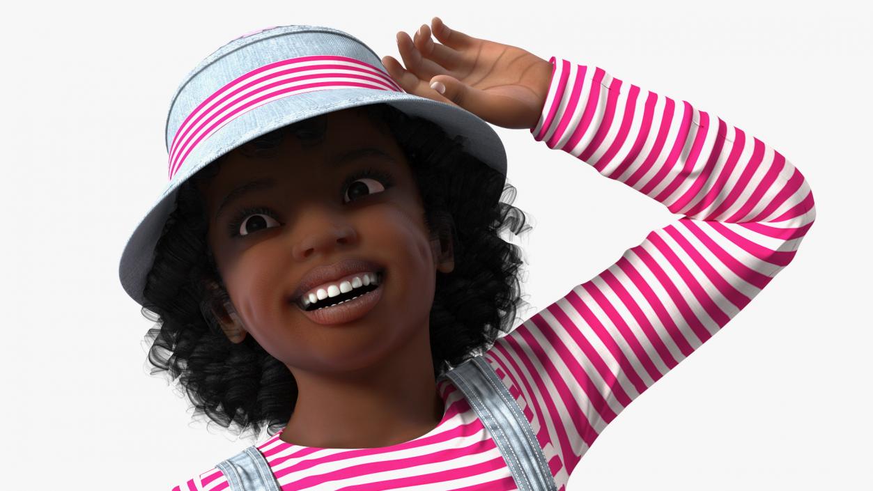 3D model Cheerful Black Girl Child Street Clothes