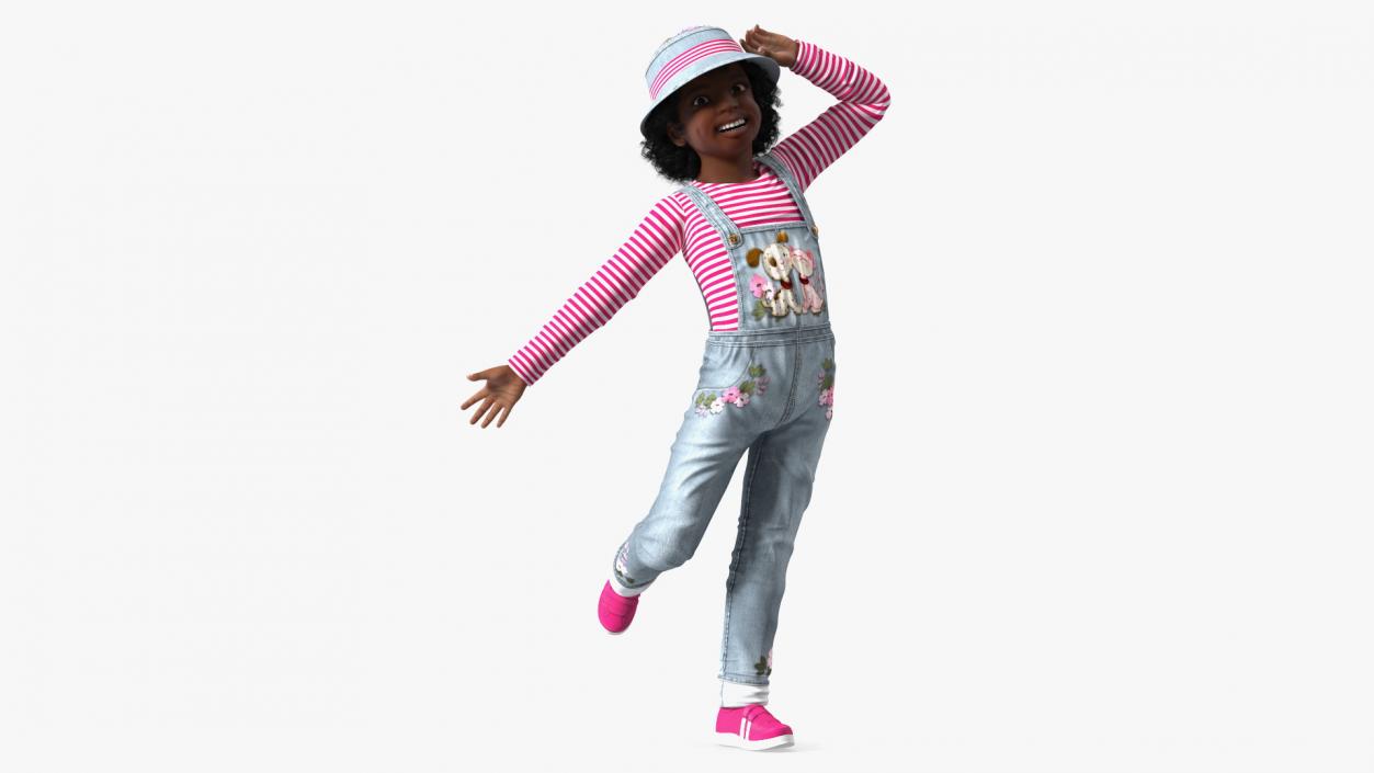 3D model Cheerful Black Girl Child Street Clothes