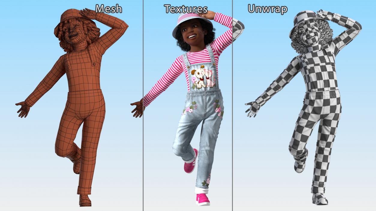 3D model Cheerful Black Girl Child Street Clothes