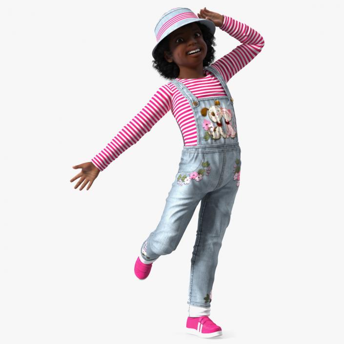 3D model Cheerful Black Girl Child Street Clothes