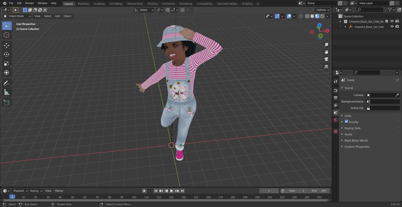 3D model Cheerful Black Girl Child Street Clothes