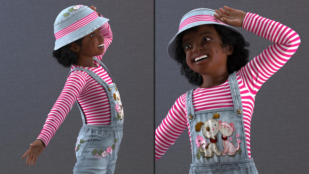 3D model Cheerful Black Girl Child Street Clothes