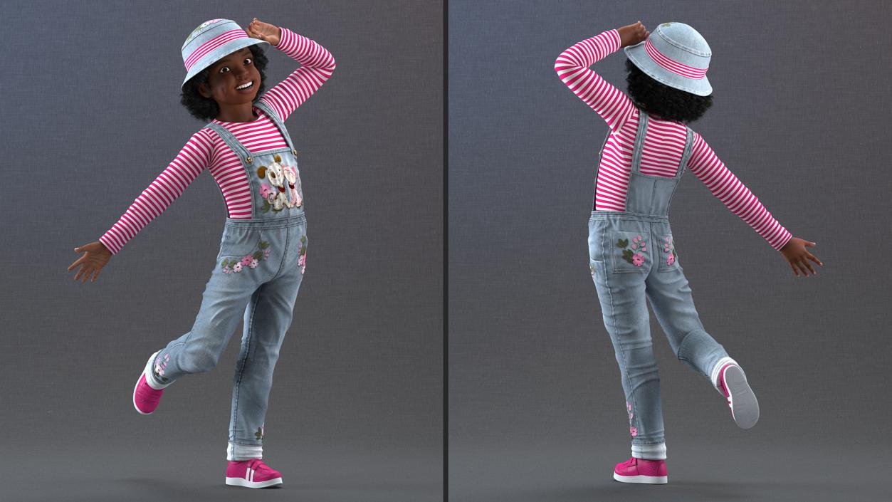 3D model Cheerful Black Girl Child Street Clothes