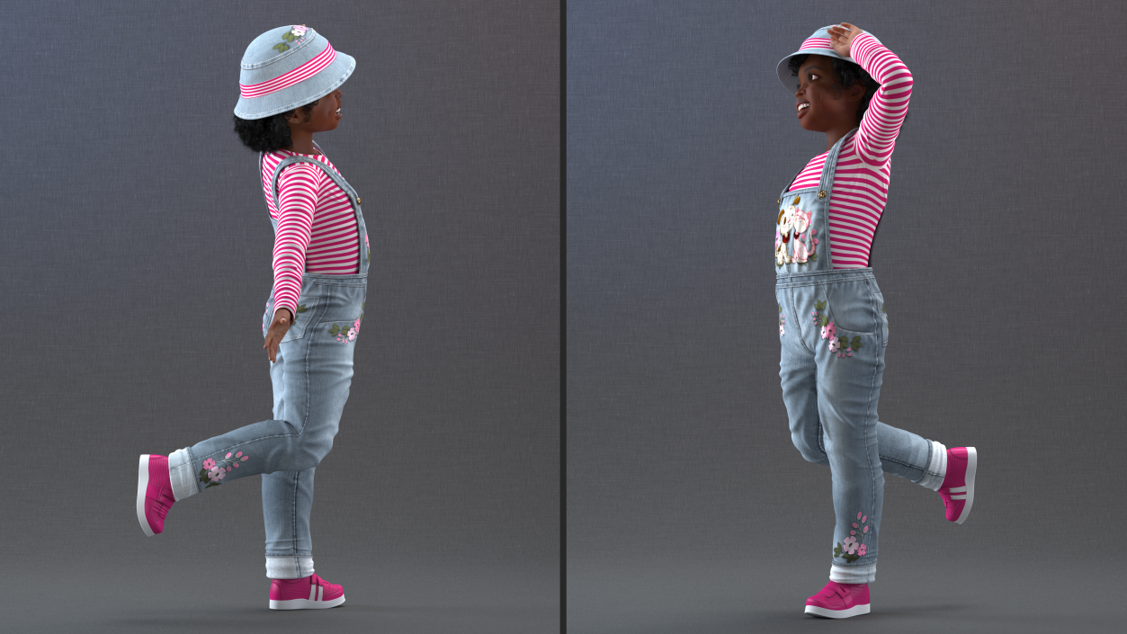 3D model Cheerful Black Girl Child Street Clothes