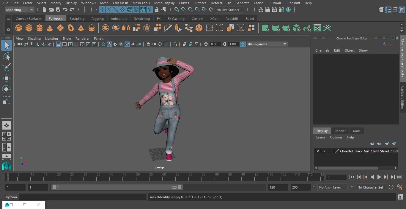 3D model Cheerful Black Girl Child Street Clothes