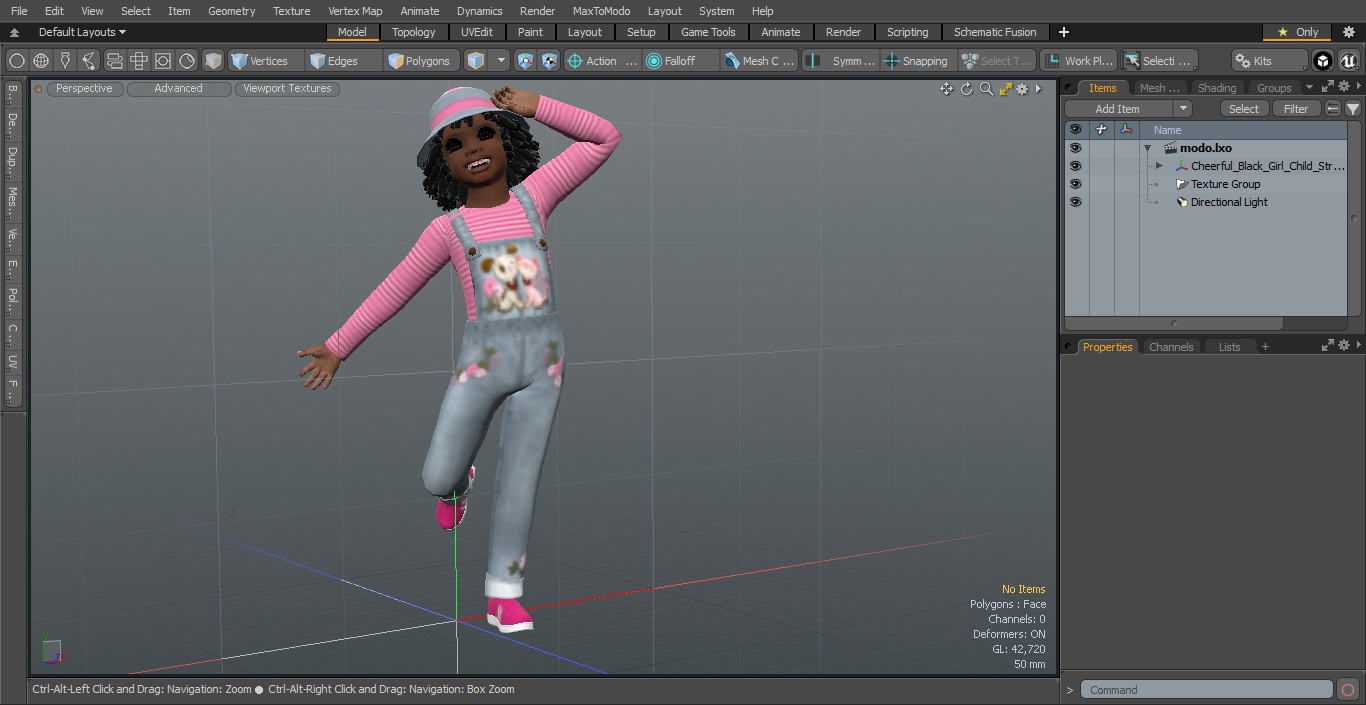 3D model Cheerful Black Girl Child Street Clothes