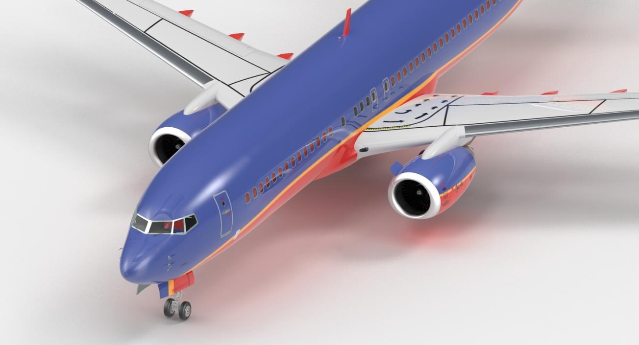 3D model Boeing 737-800 Southwest Airlines Rigged