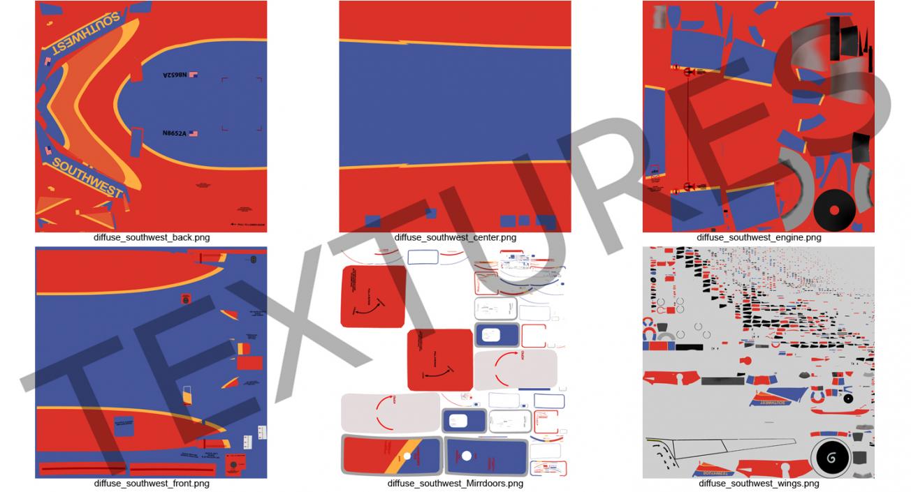 3D model Boeing 737-800 Southwest Airlines Rigged