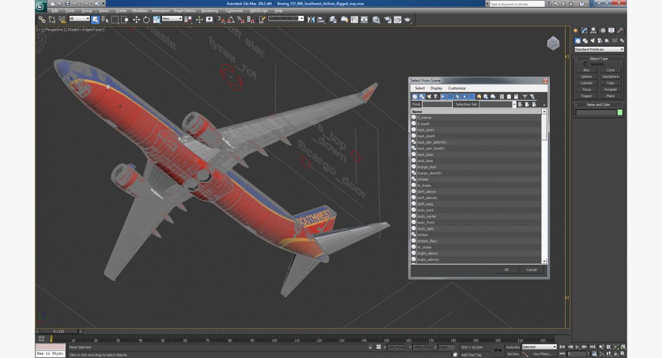 3D model Boeing 737-800 Southwest Airlines Rigged