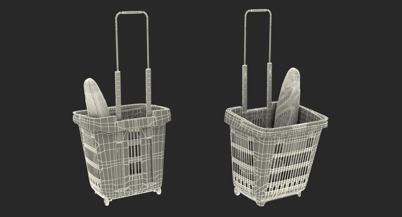 Plastic Roll Shopping Basket with Goods 3D model