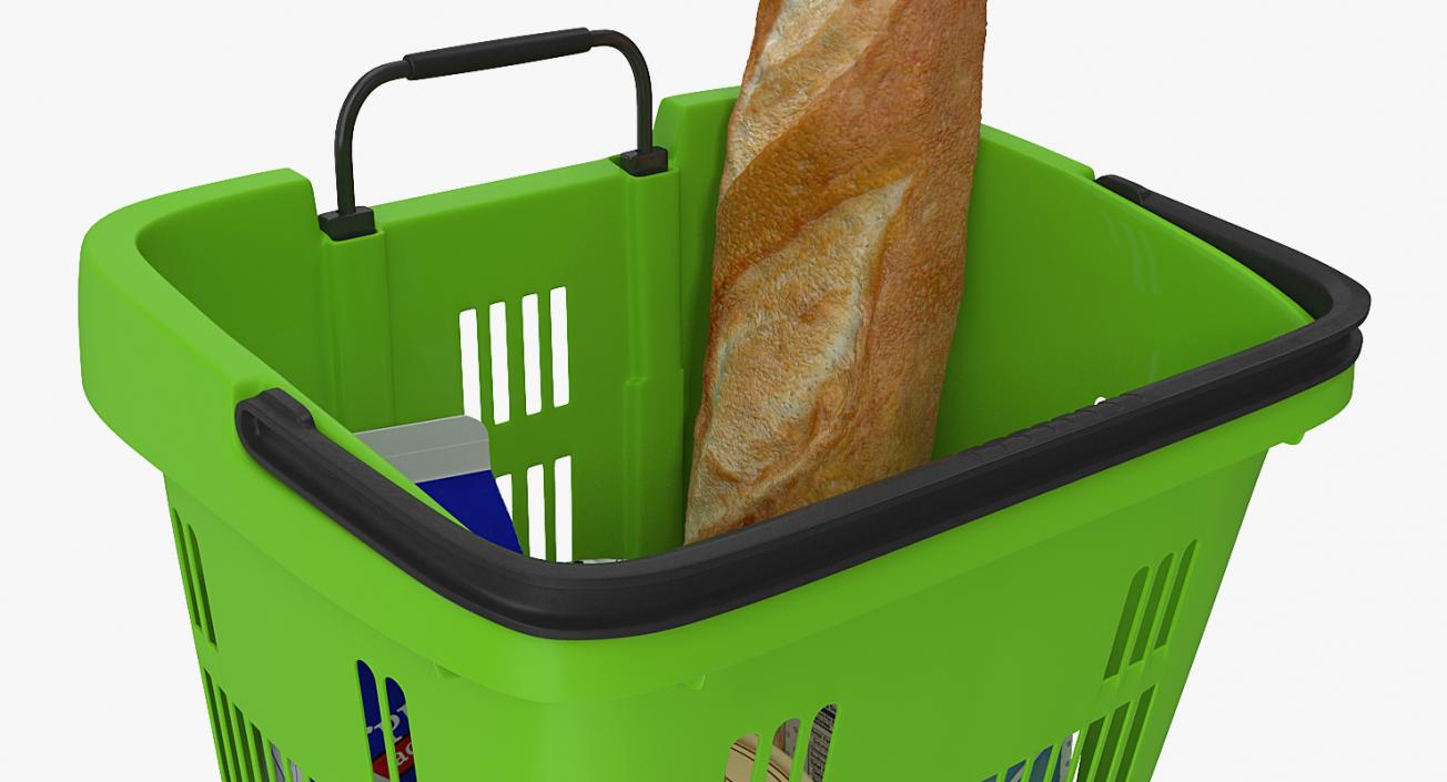 Plastic Roll Shopping Basket with Goods 3D model