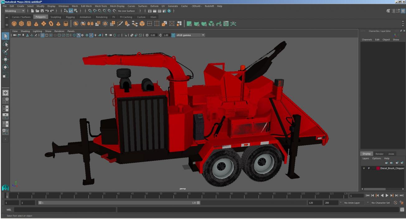 3D model Diesel Brush Chipper