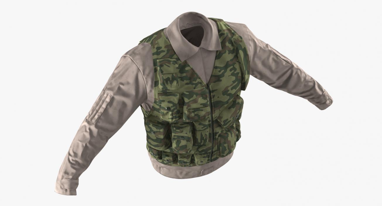 Military Shirt and Camouflage Vest 3D model