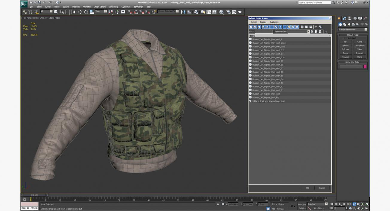 Military Shirt and Camouflage Vest 3D model