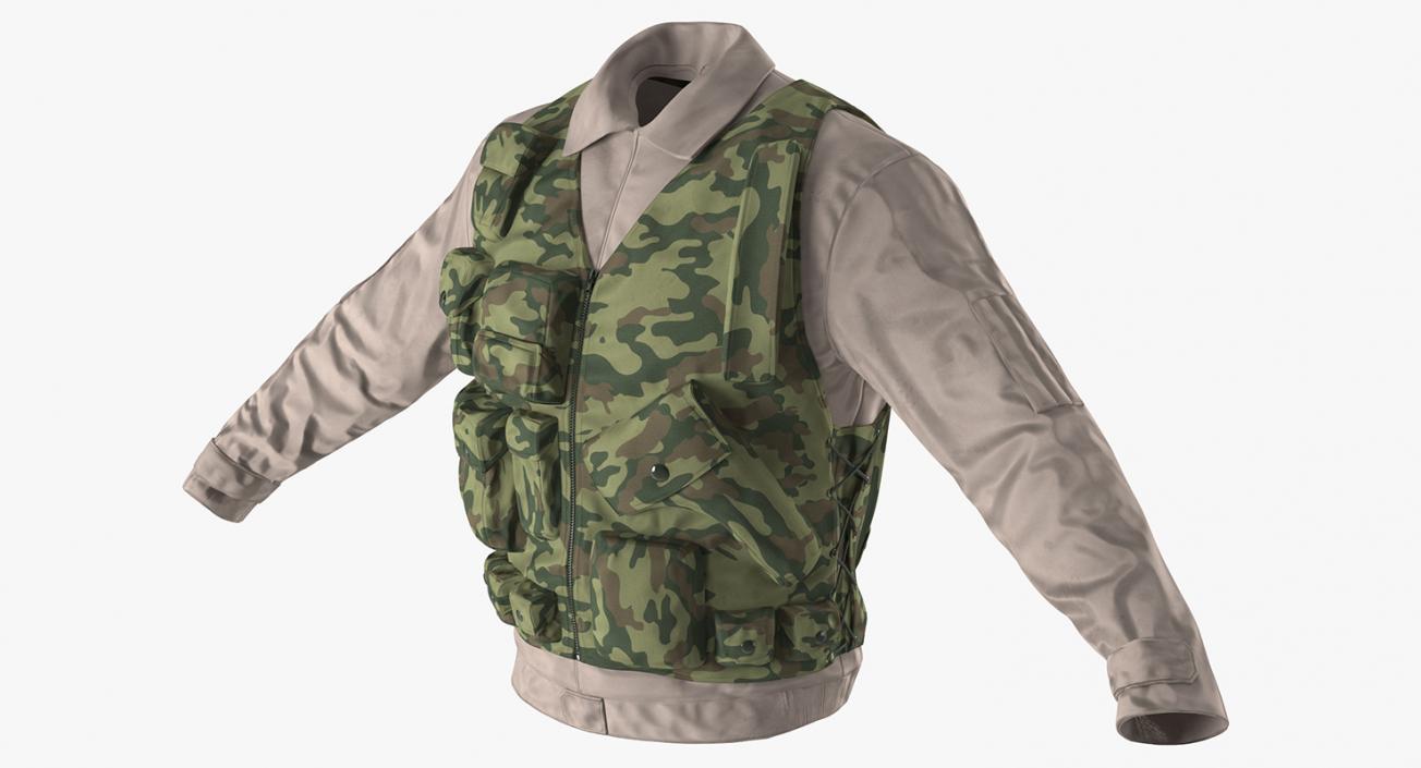 Military Shirt and Camouflage Vest 3D model