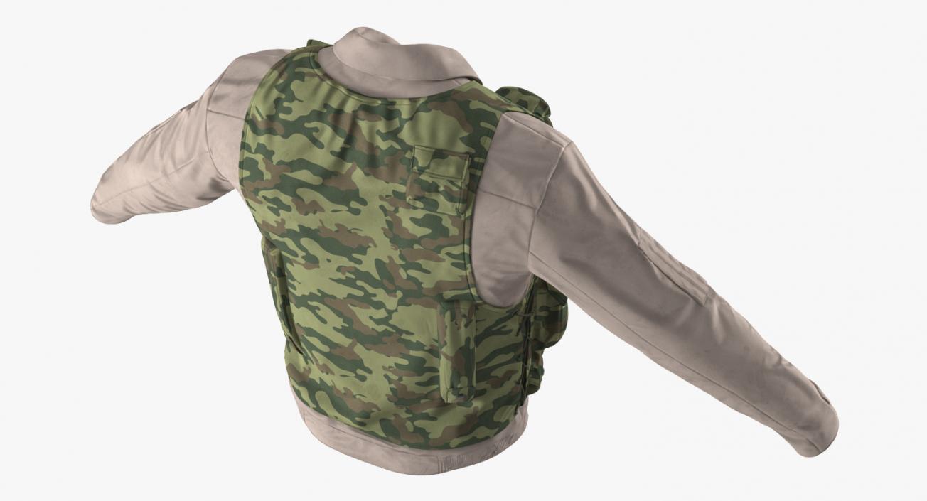 Military Shirt and Camouflage Vest 3D model