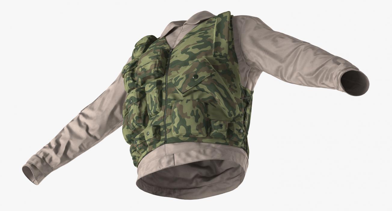 Military Shirt and Camouflage Vest 3D model