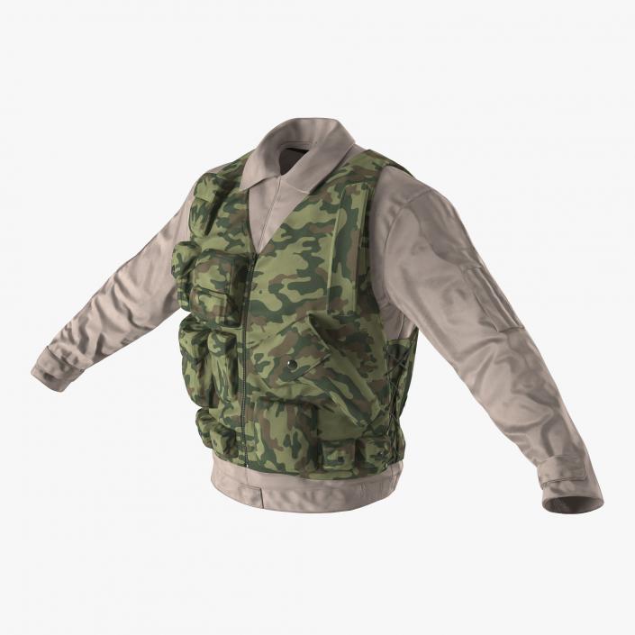 Military Shirt and Camouflage Vest 3D model