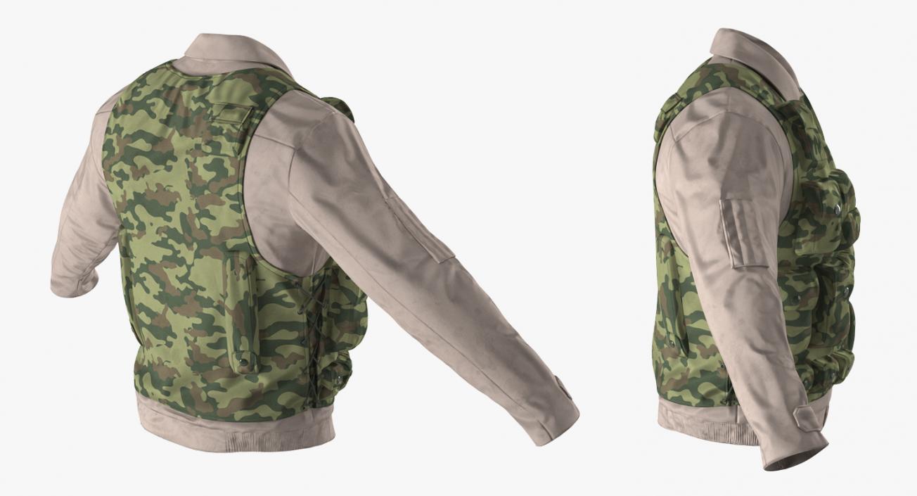 Military Shirt and Camouflage Vest 3D model