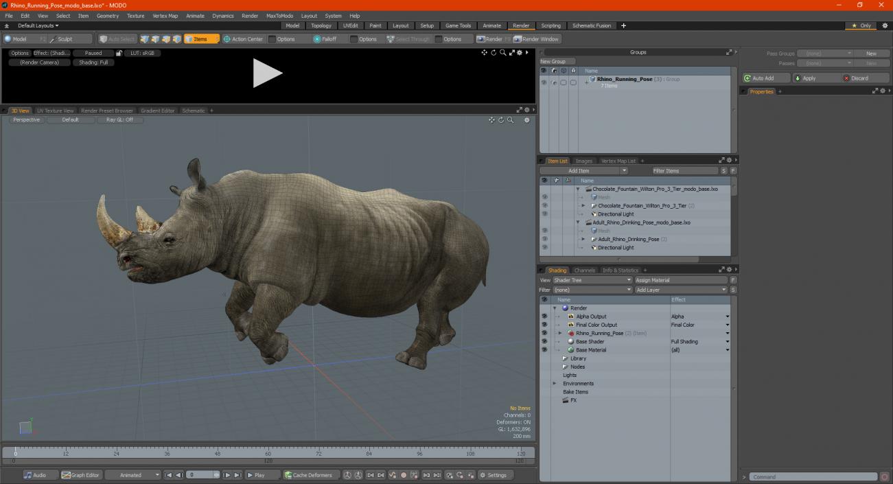 3D Rhino Running Pose model