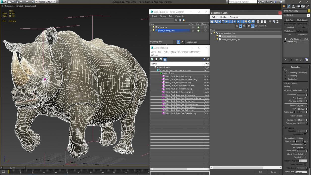 3D Rhino Running Pose model