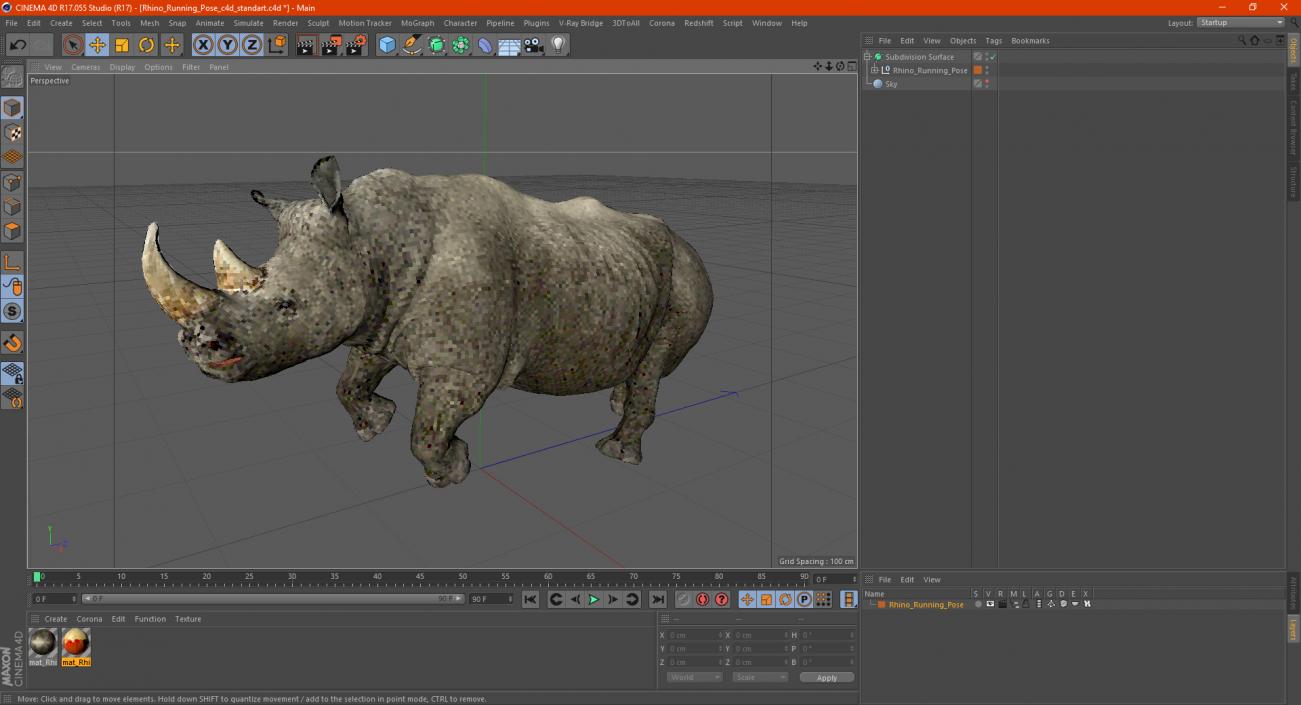 3D Rhino Running Pose model