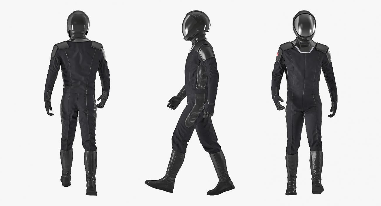 3D model Sci Fi Astronaut Suit Black Walking Pose