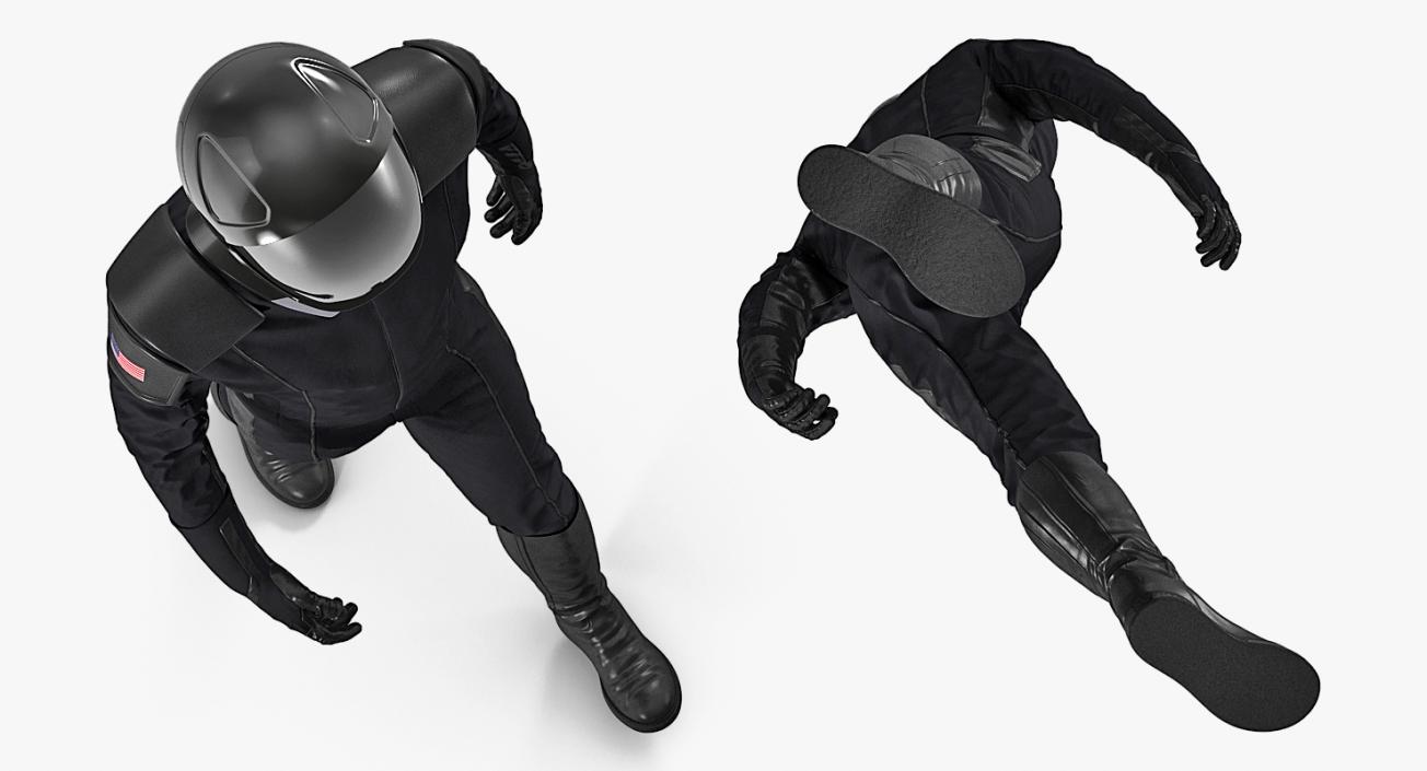 3D model Sci Fi Astronaut Suit Black Walking Pose