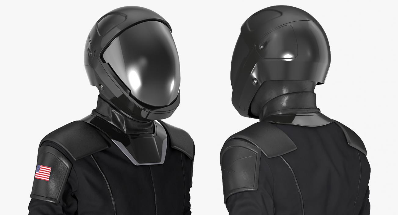 3D model Sci Fi Astronaut Suit Black Walking Pose