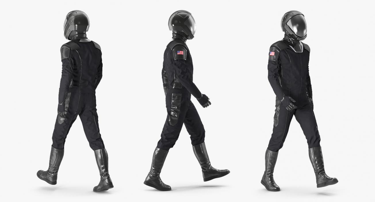 3D model Sci Fi Astronaut Suit Black Walking Pose