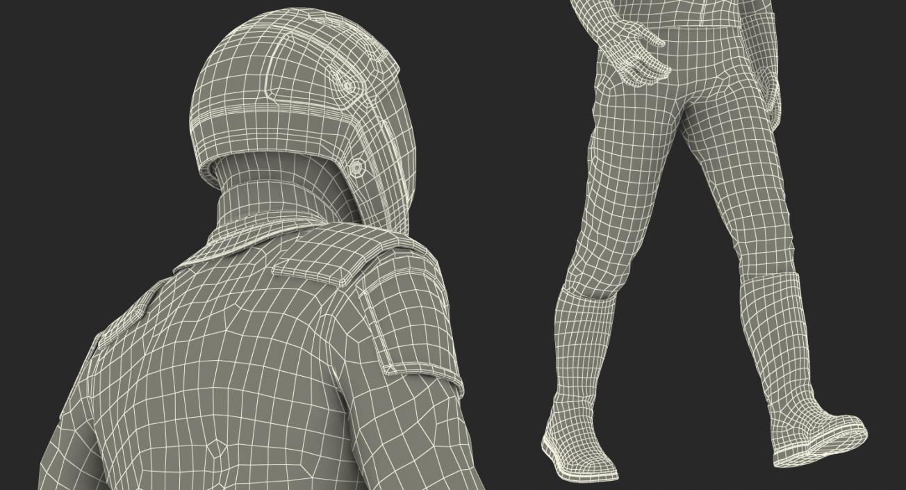 3D model Sci Fi Astronaut Suit Black Walking Pose