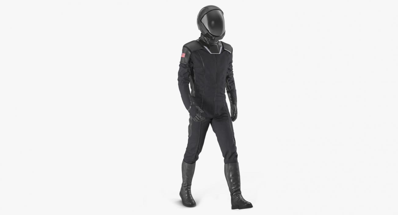 3D model Sci Fi Astronaut Suit Black Walking Pose