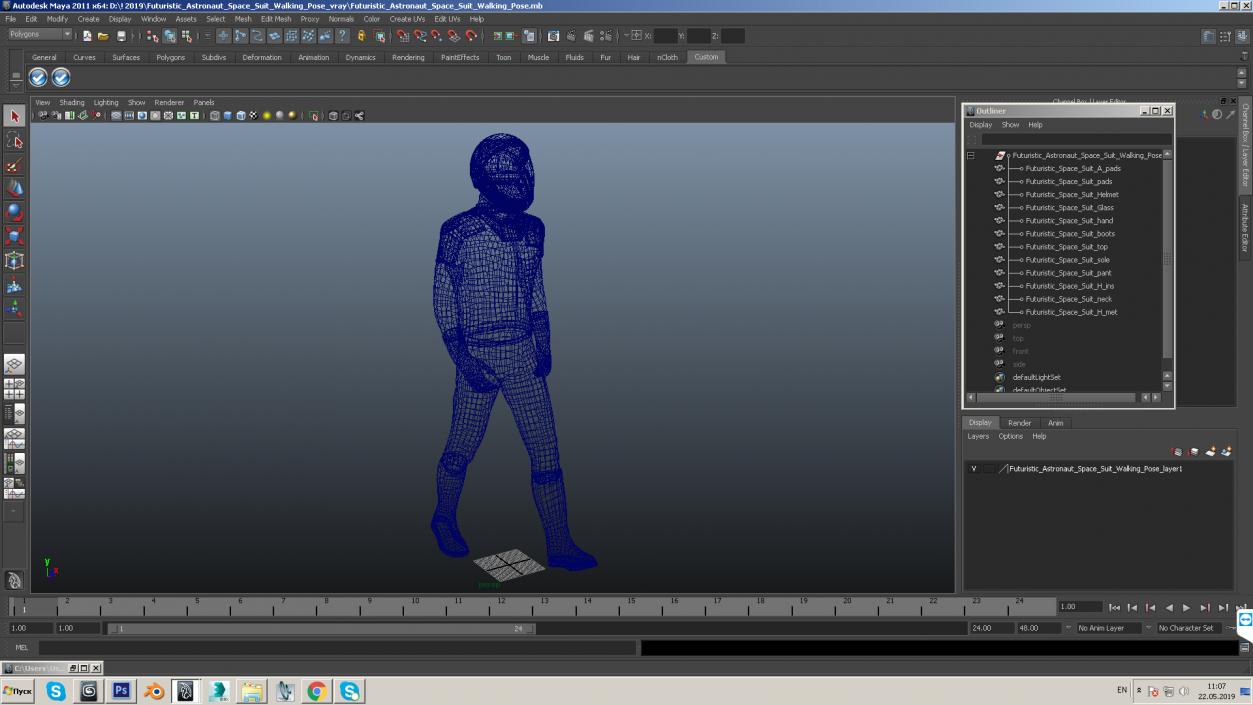 3D model Sci Fi Astronaut Suit Black Walking Pose