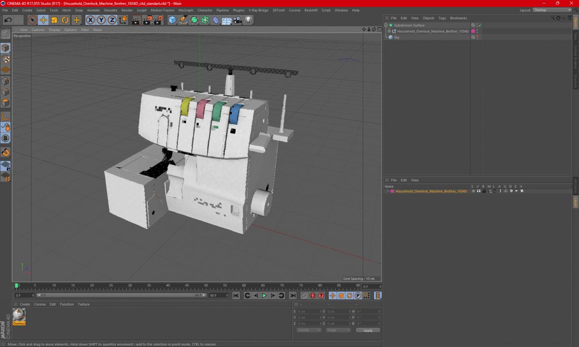 3D model Household Overlock Machine Brother 1034D