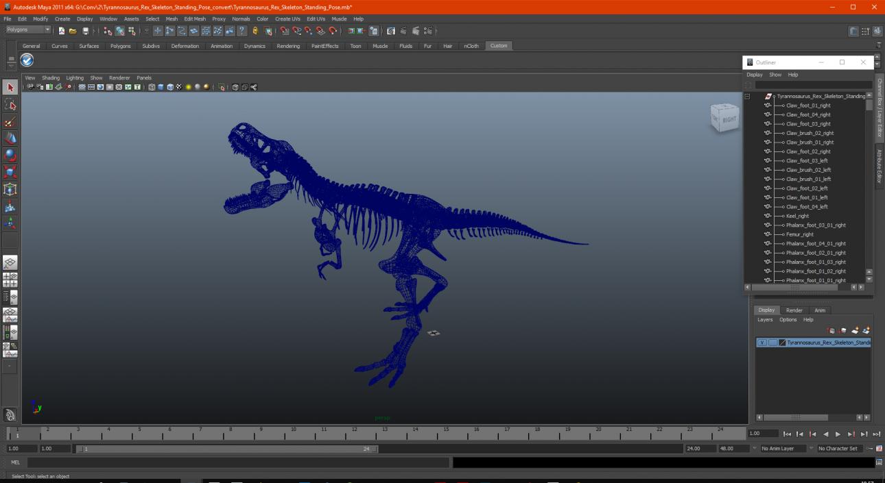 3D model Tyrannosaurus Rex Skeleton Standing Pose