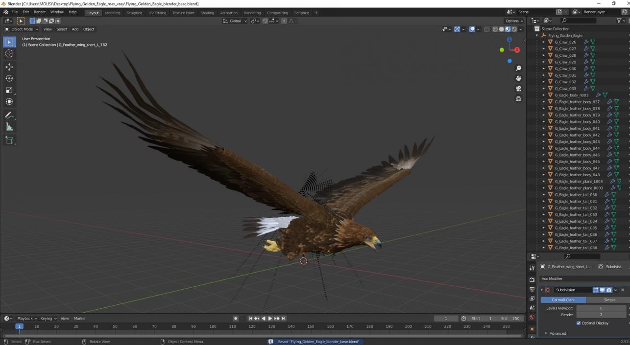 Flying Golden Eagle 3D model