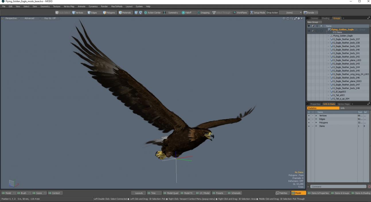 Flying Golden Eagle 3D model