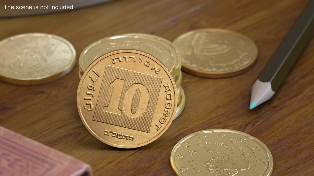 Israeli 10 Agorot Coin 3D